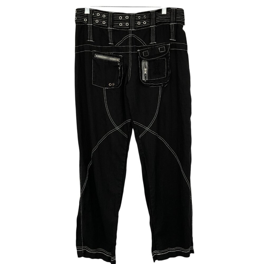 Pete & Greta Johnny Was Marika Cargo Pants Black Size 4 100% Linen Pockets - Picture 5 of 9